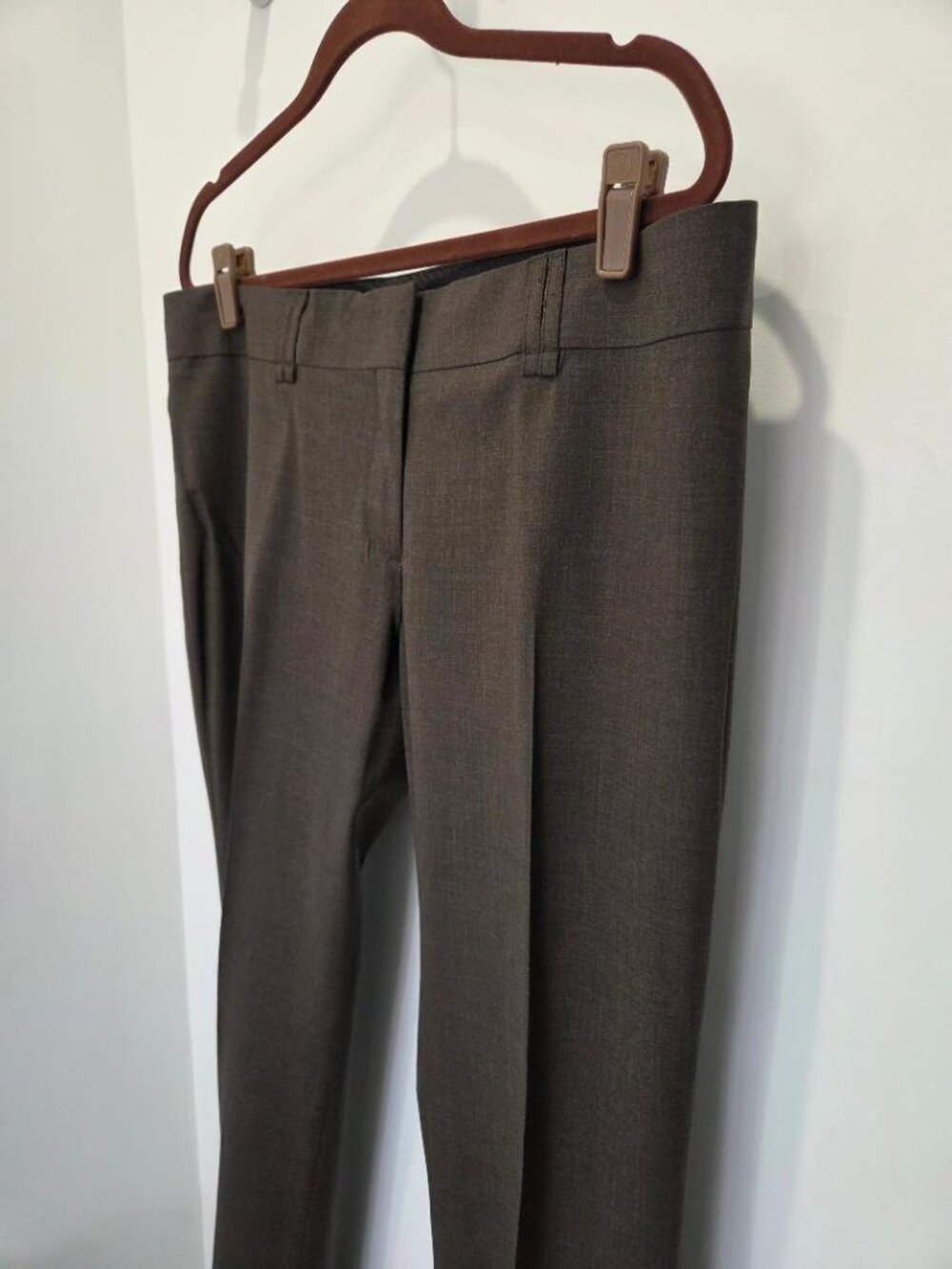 Jaidan Brown Textured Wool & Lycra Lightweight Women's Low Rise Trouser Pants 10